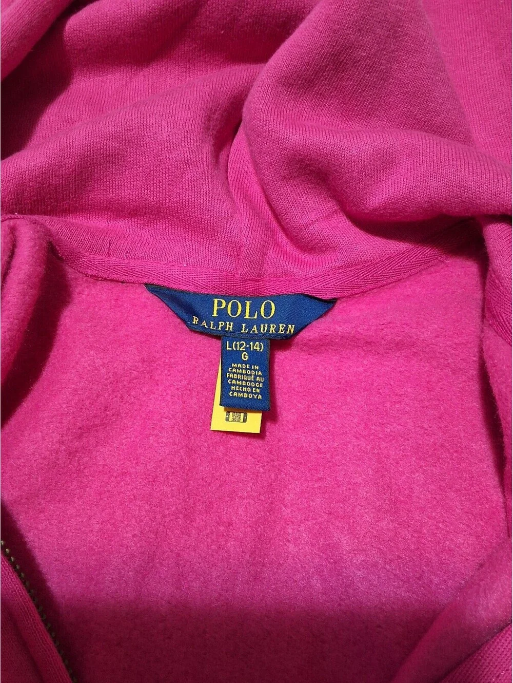 Polo Ralph Lauren Girls' Pink Full Zip Hoodie Size Large (12-14)